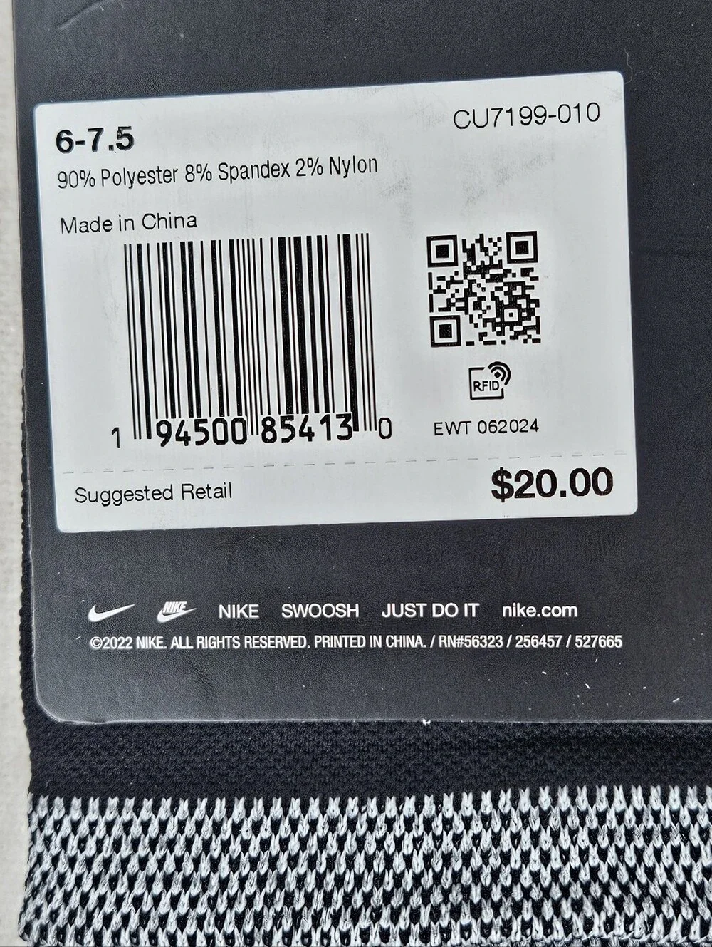 2-Pack Nike Spark Cushioned Running Ankle Sock Black M 6-7.5, W 7.5-9, Y 6Y-7.5Y